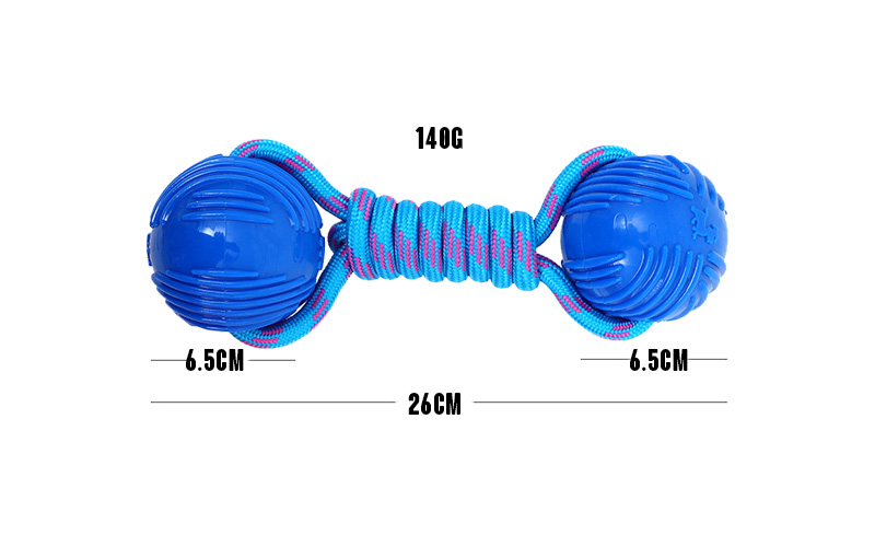 Durable Dog Dental Chew Toy with High-Elasticity TPR and Tough Nylon Rope in Red, Blue, Orange, Purp