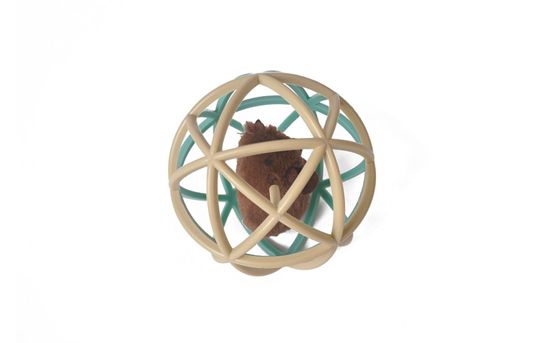 Powder Blue and Brown Spinning Cage Ball - Unique Squeaky Toy for Small Dogs