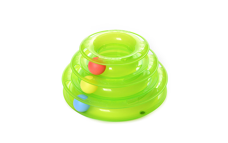 Interactive Cat Toy Tower with Built-In Toy Ball - Customizable in Orange and Green