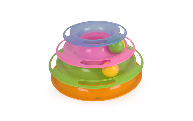 Interactive Cat Toy Tower with Built-In Toy Ball - Customizable in Orange and Green