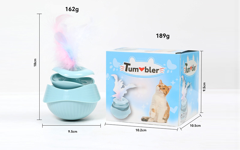 Multifunctional Interactive Cat Toy - Tumbler, Carousel, Teaser with LED Light in Pink and Blue