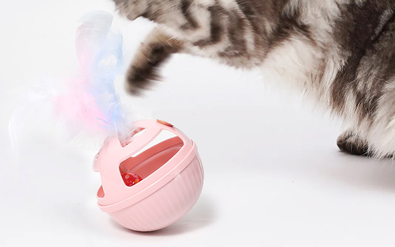 Multifunctional Interactive Cat Toy - Tumbler, Carousel, Teaser with LED Light in Pink and Blue