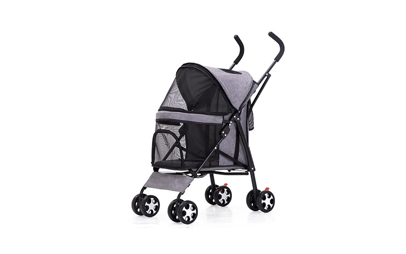 Compact Folding Pet Stroller with 360° Universal Wheels - Breathable and Space-Saving