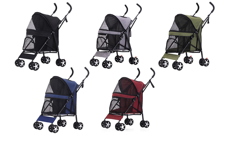 Compact Folding Pet Stroller with 360° Universal Wheels - Breathable and Space-Saving