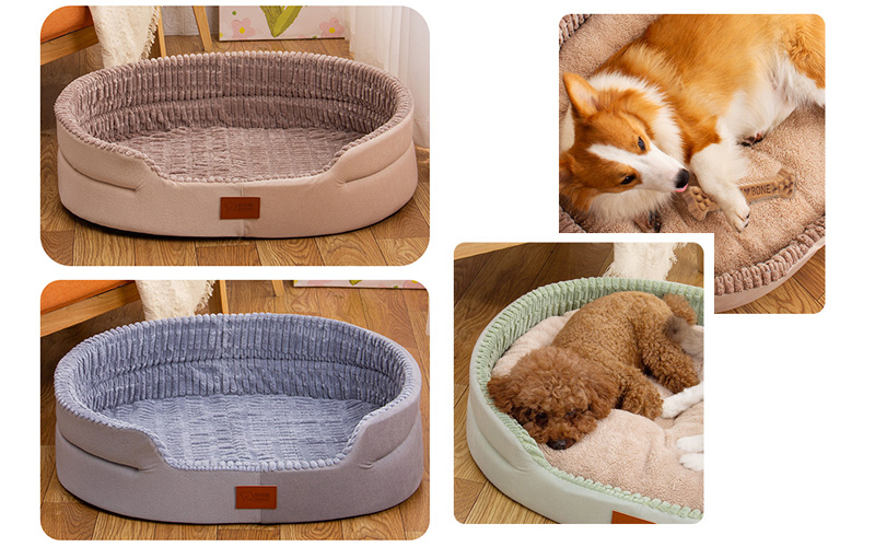 Comfort Cushioned Dog Bed with Raised Guardrail - Suitable for All Sizes in Gray