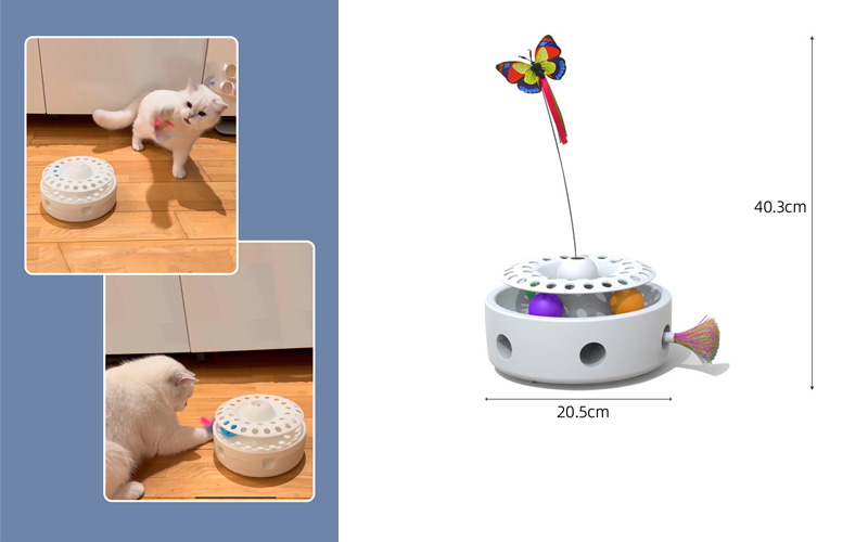 Multi-Mode Interactive Cat Toy in Pink, Blue, White, Green - Safe and Fun Design