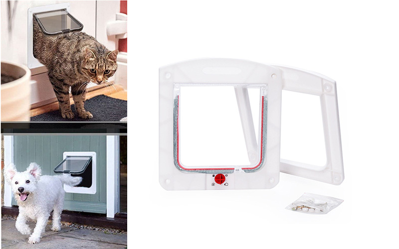 Easy-Install Pet Door | 4-Way Toggle | Transparent & Custom Colors