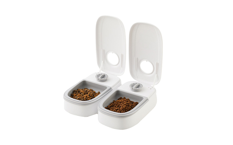 dog feeder wholesaler | Dual Compartment Pet Feeder with Timer | ABS Construction, 700ml Capacity