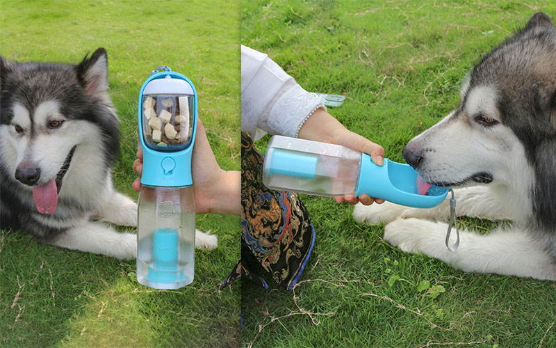 3-in-1 Portable Dog Water Bottle & Food Container - Large Capacity, Eco-Friendly