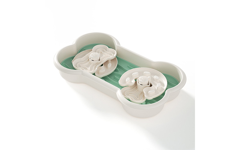 Double Compartment Slow Feed Dog Bowl - Fun and Healthy Eating for Two Dogs