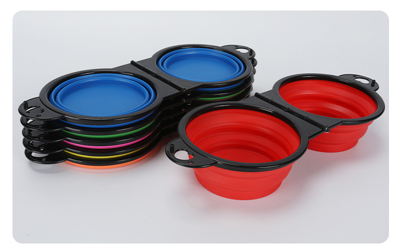 Foldable Double Dog Bowl – Convenient Outdoor Feeding Solution