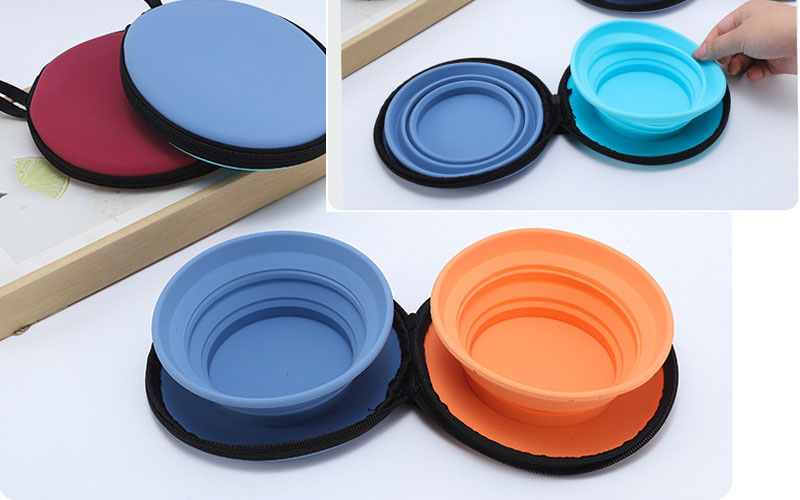 Foldable Dual-Purpose Dog Bowl - Food & Water Separation for On-the-Go Pets