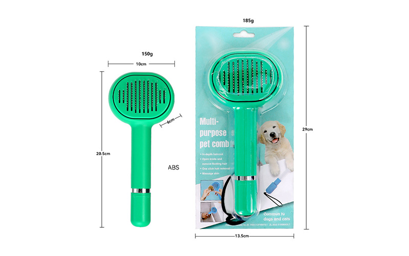 Multi-Use Pet Grooming Comb - Green Pet Grooming Comb with Stainless Steel Needles