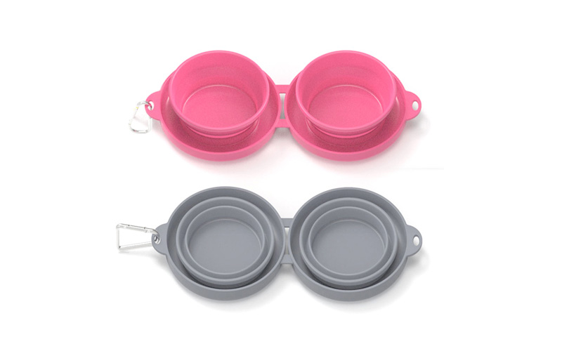 Dual Dog Bowl - Foldable & Portable for Outdoor Activities Foldable for Travel with Hiking Hook